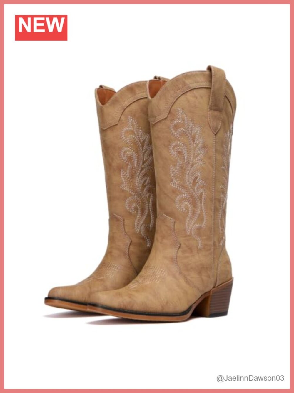 Women's Western Cowboy Boots Pointed Toe Knee High Block Heel Slip-On